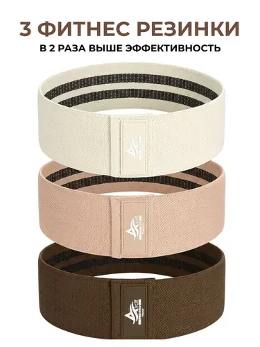 Резинки для фитнеса, набор 3 шт, с мешочком, 3 уровня нагрузки, Airclif