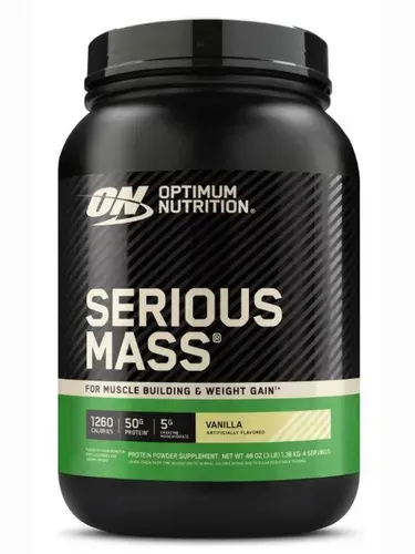 Гейнер с витаминами, глутамином Optimum Nutrition Serious Mass 1360 гр, Ваниль, 4 порции