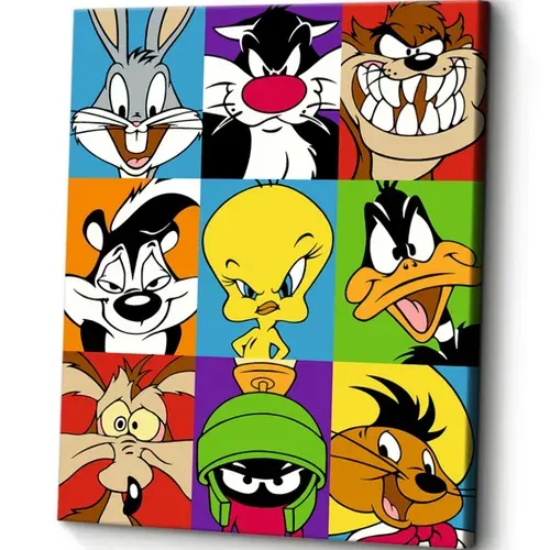 Картина по номерам на холсте с подрамником 40х50 "Мультики Warner Brothers"