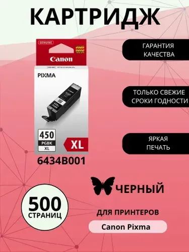 Картридж CANON PGI-450XLPGBK, черный (Black), оригинальный, увеличенный, для струйного принтера (6434B001)