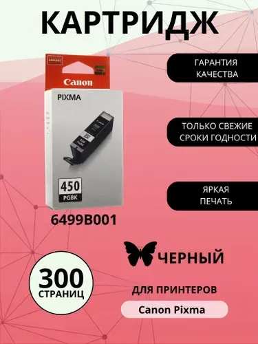 Картридж CANON PGI-450PGBK, черный (Black), оригинальный, стандартный, для струйного принтера (6499B001)
