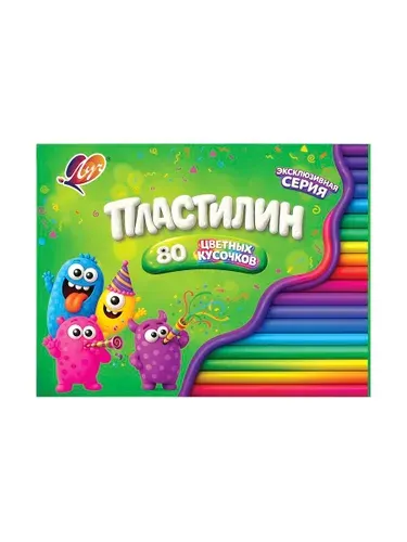 Пластилин 80 цветных кусочков, 690 г, стек, буклет