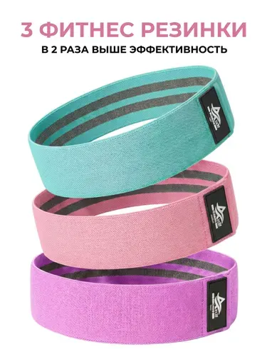 Комплект усиленные 3 шт PREMIUM качества: резинки для фитнеса тканевые с мешочком, Airclif