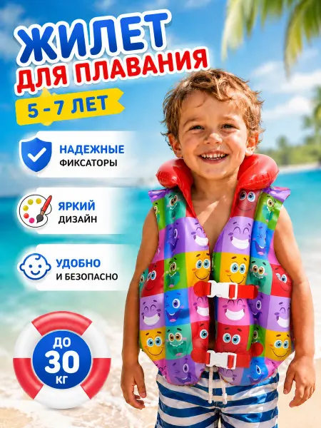 Play Market Жилет для плавания надувной детский 56*46 см