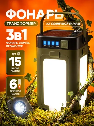 Кемпинговый фонарь аккумуляторный светодиодный с функцией PowerBank, Type-C, Мощный, для туризма и отдыха на природе