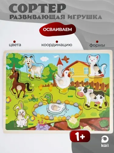 Развивающая деревянная игрушка-вкладыш