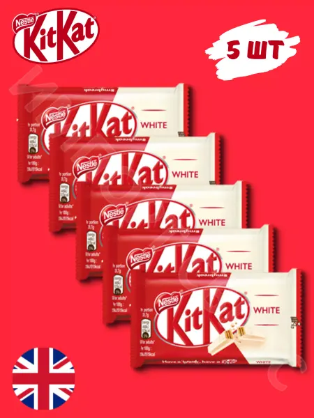 Kitkat Шоколадный батончик КитКат White 41,5г x 5 шт