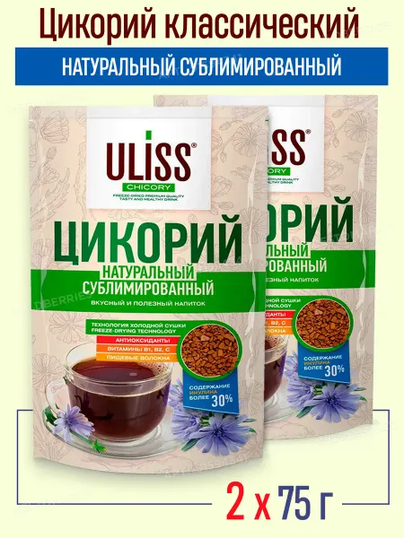 ULISS Цикорий Улисс натуральный сублимированный, 2 шт по 75 г