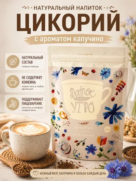 Доброе утро Цикорий растворимый «Доброе утро» с ароматом капучино, 80г