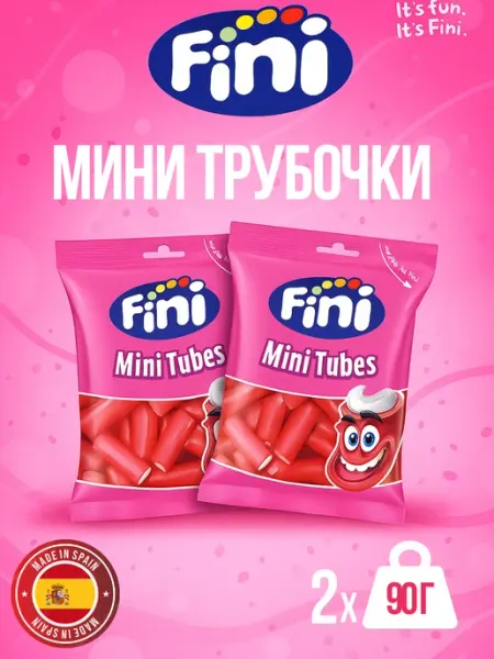 FINI Мармелад Фини Mini Tubes, жевательный, 90 г x 2 шт