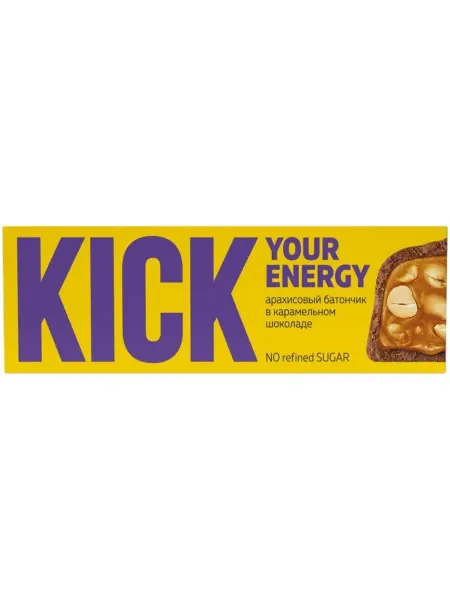 Батончик арахисовый Kick Your Energy в карамельном шоколаде