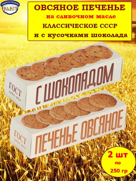 Полёт Печенье овсяное ассорти Классическое и с шоколадом 2 шт