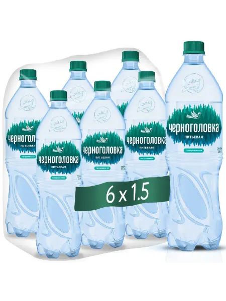 Вода Черноголовка питьевая газированная, 1.5л x 6