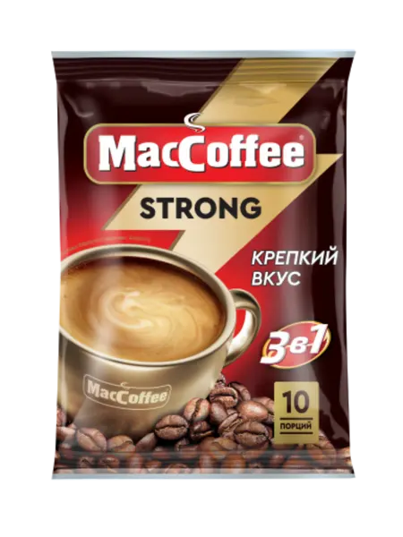 MACCOFFEE Кофе растворимый 3в1 STRONG, 10 пакетиков