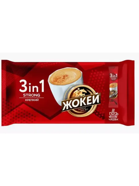 ЖОКЕЙ Кофе растворимый 3в1 Крепкий, 12г*50шт