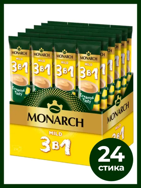 Monarch Кофейный напиток Монарх Mild (Мягкий) 3в1, 24 стика