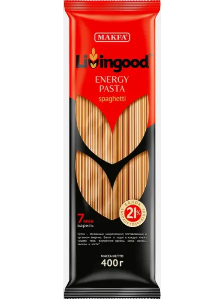 Макароны Livingood Energy Pasta Spaghetti 400г