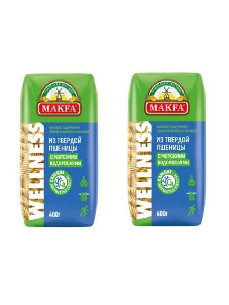 Makfa Макароны "WELLNESS" с водорослями Спирали 400г 2 шт