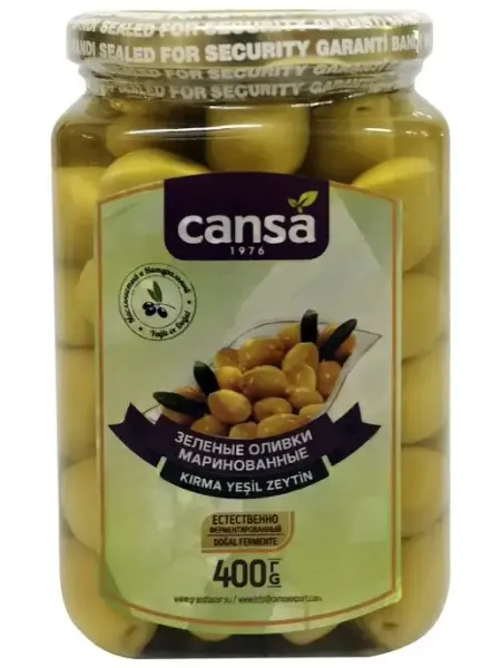 Cansa Оливки зеленые кирма, 400гр, Kirma yesil zeytin