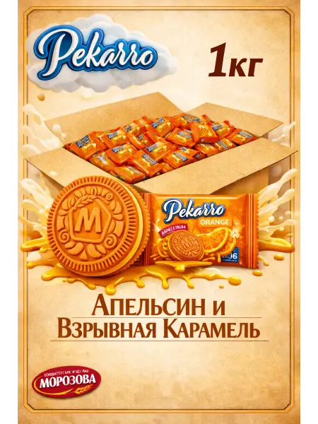 PEKARRO Печенье "Сэндвич с взрывной карамелью", 1кг