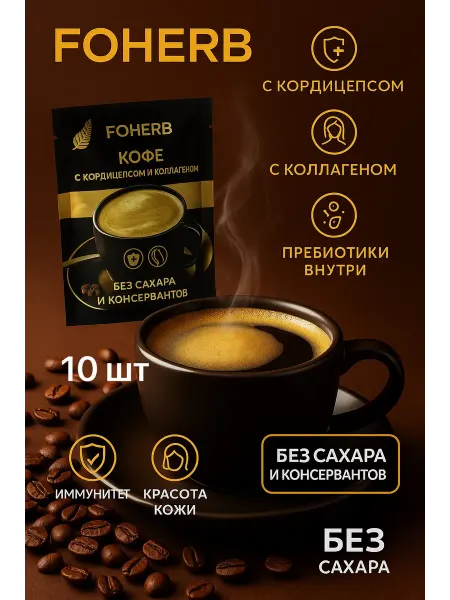 Whieda Кофейный напиток с кордицепсом и коллагеном 10 шт
