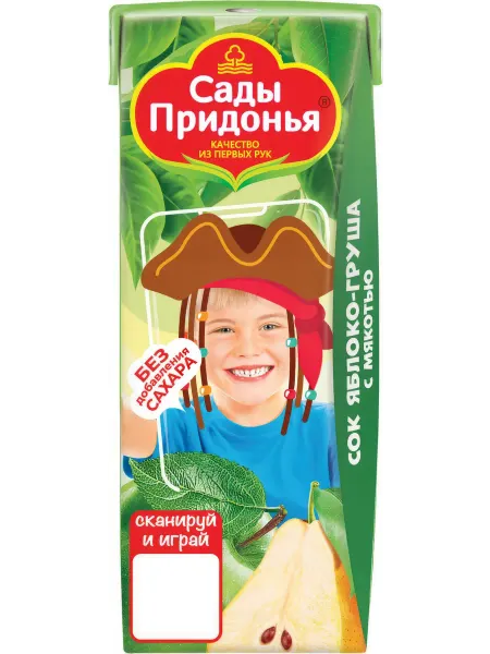 Сады Придонья Сок яблоко-груша с мякотью, 200мл