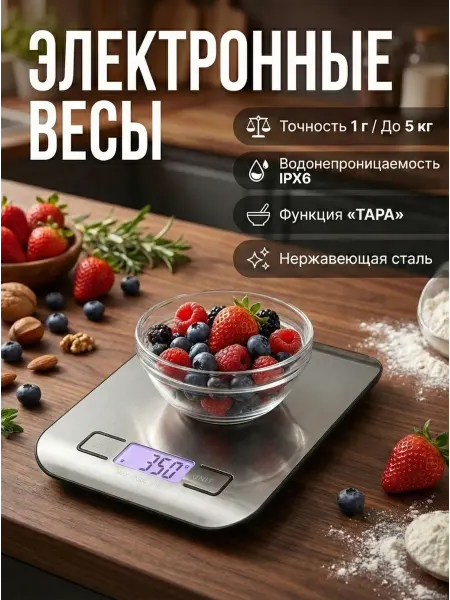 Весы кухонные электронные из нержавеющей стали
