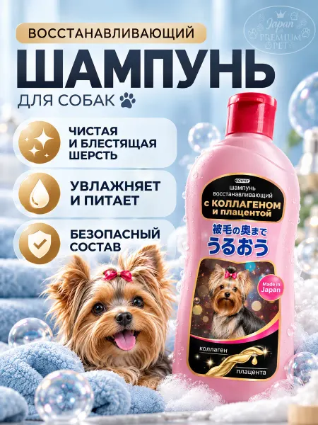 Japan Premium Pet Шампунь для кошек и собак с коллагеном и плацентой 350 мл