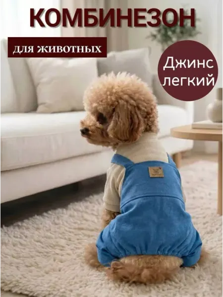 Pepino_pet Одежда для собак мелких пород комбинезон джинсовый