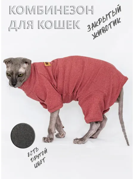Любимый Кот Комбинезон для кошек трикотажный бархатный