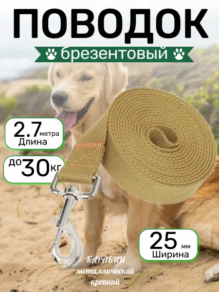 Поводок для собак для крупных и средних пород брезентовый