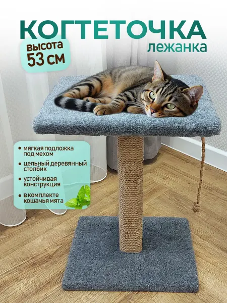 Когтешоп Когтеточка для кошки с лежанкой напольная с мятой