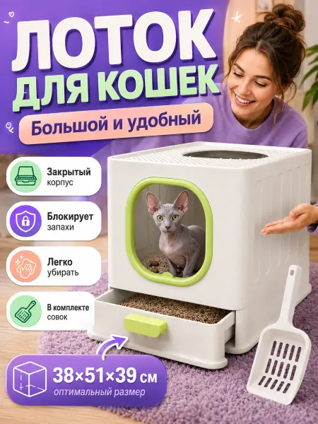 Закрытый кошачий лоток