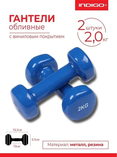 INDIGO Sport Гантели обливные с виниловым покрытием 2.0кг*2шт