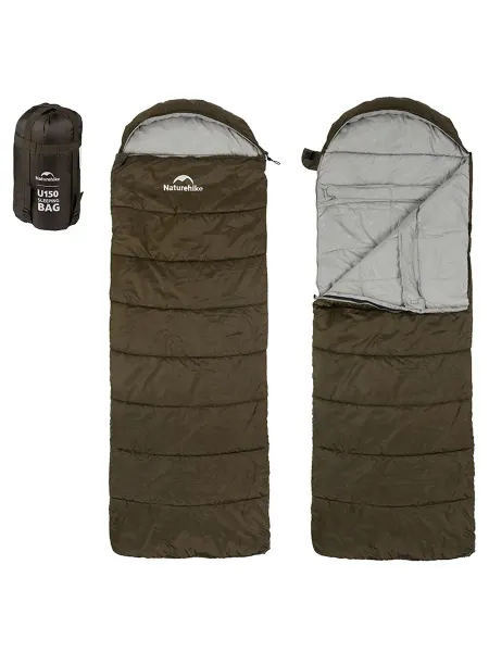Naturehike Мешок спальный правый U150 зелёный NH20MSD07