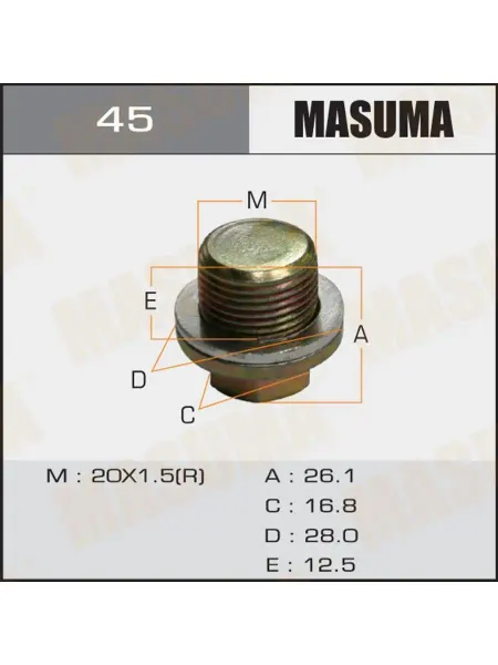 MASUMA Болт слива масла M20 x 1.5 45 (1 шт)