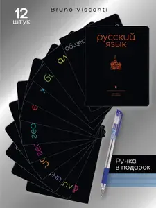 Предметные тетради 48 листов набор 12 шт Альт, обложка Soft Touch / комплект тетрадей "Simple Black" Люкс в клетку, в линейку, А5