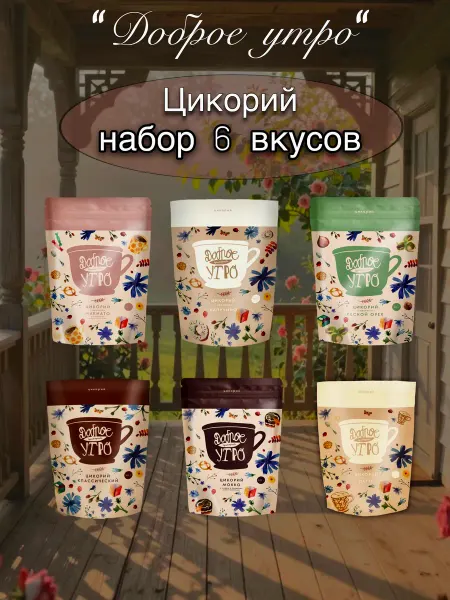 Доброе утро Цикорий растворимый натуральный 6 вкусов, 480г