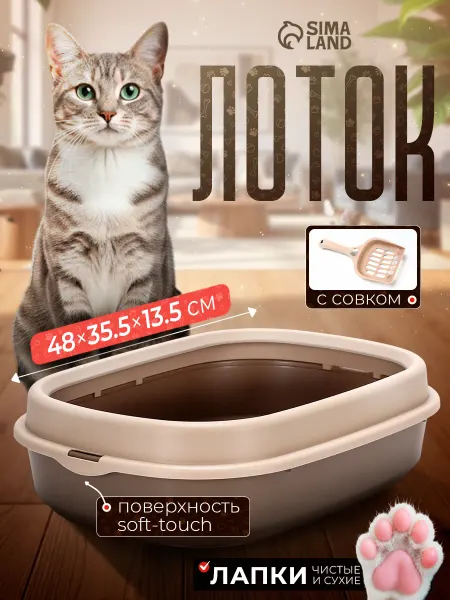 Лоток для кошек Фур-Мур 48×35,5 см с бортом