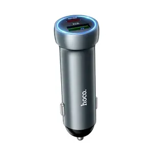 Автомобильное длинное зарядное устройство hoco Z54A / USB+USB-C 48W / серый