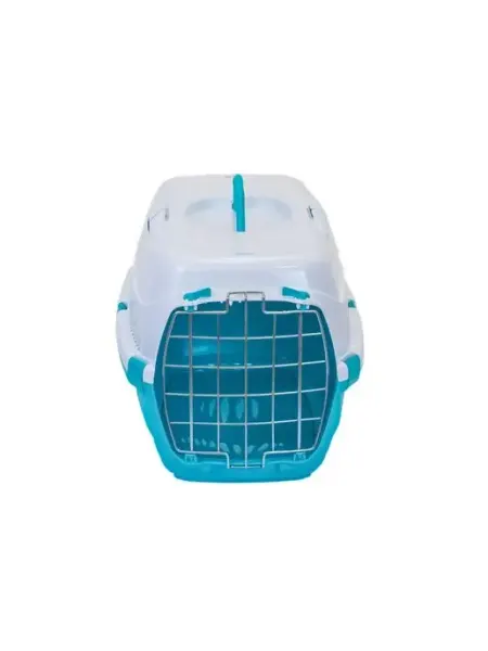 HomePet Переноска для животных 49х33х32 см средняя бирюзово-белая