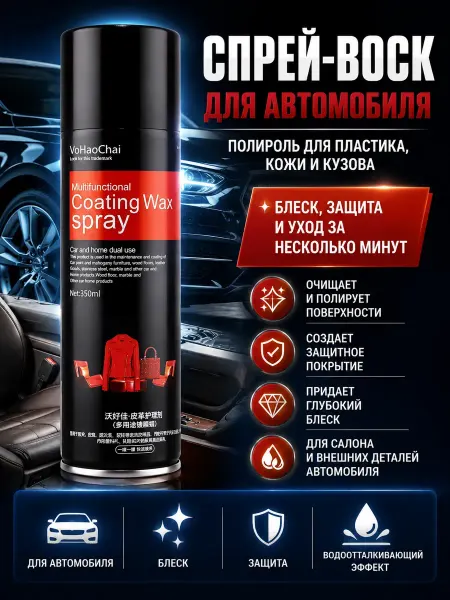 Все продам Спрей-воск полироль для автомобиля, кожи и мебели 350 мл