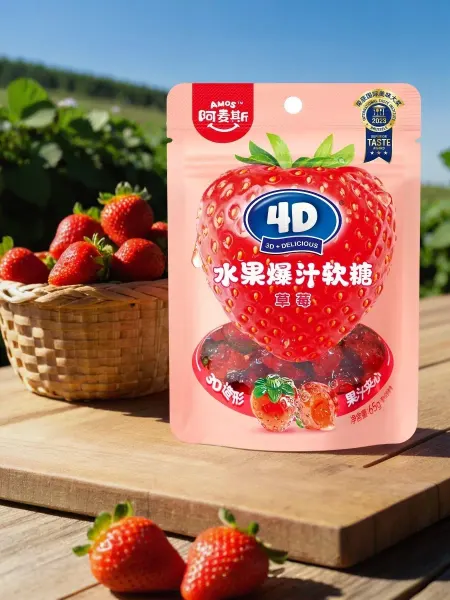 AMOS Мармелад 4D с соком клубники, 65гр