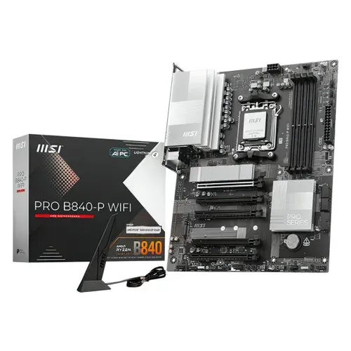 Материнская плата MSI PRO B840-P WIFI черный B840,AM5,4DDR5,5PCI-Ex16 для процессоров AMD Ryzen серий 9000/8000/7000