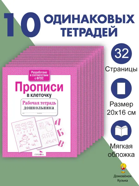 Издательство Стрекоза Прописи в клеточку. Рабочие тетради 10шт
