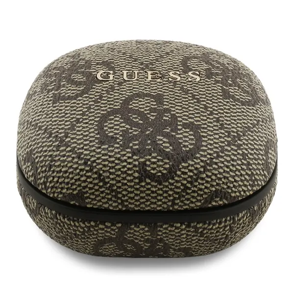 Guess наушники беспроводные TWS Bluetooth Square 4G with Classic Metal logo, с шумоподавлением ENC, коричневые