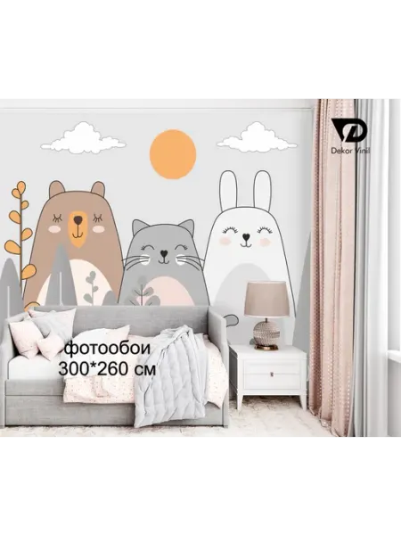 Dekor Vinil Фотообои "Рисованные животные" для детской 300х270 см