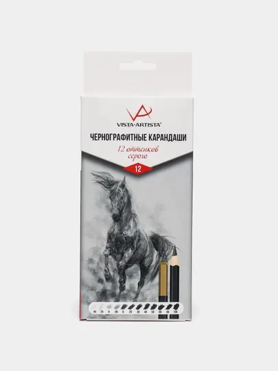 Чернографитные художественные карандаши "VISTA-ARTISTA" VAGPG-12 8 х 12 шт 4H-10B