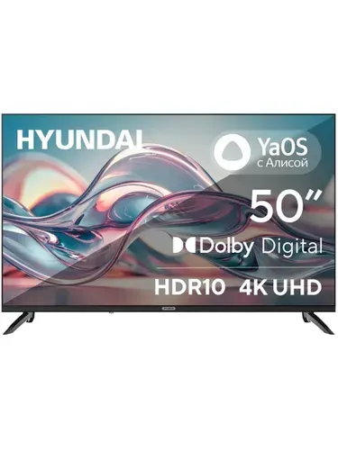 Hyundai Телевизор H-LED50BU7012 HDR10, Smart TV, Wi-Fi, голосовое управление 50″ 4K UHD, черный