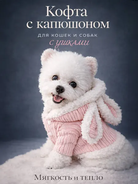 4Love4You Теплая толстовка для собак розовая зимняя для животных